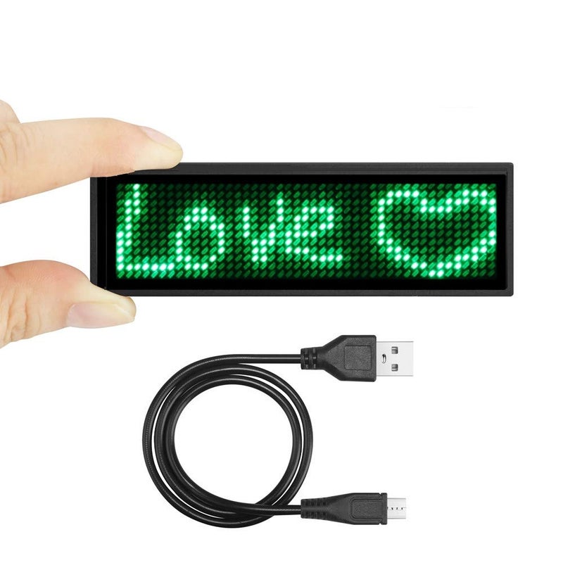 OUHL LED Name Badge, OUHL Upgraded LED Name Tags Rechargeable Cellphone Programmable Business Badges Mini LED Display for Shop Hotel Exhibition(Green) - Image 1